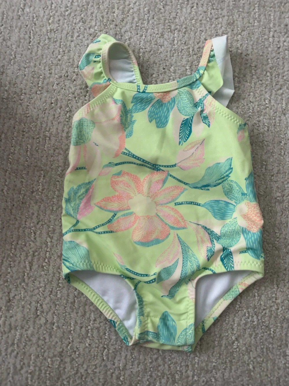 OshKosh B'gosh Lime Green Floral One-Piece Swimsuit